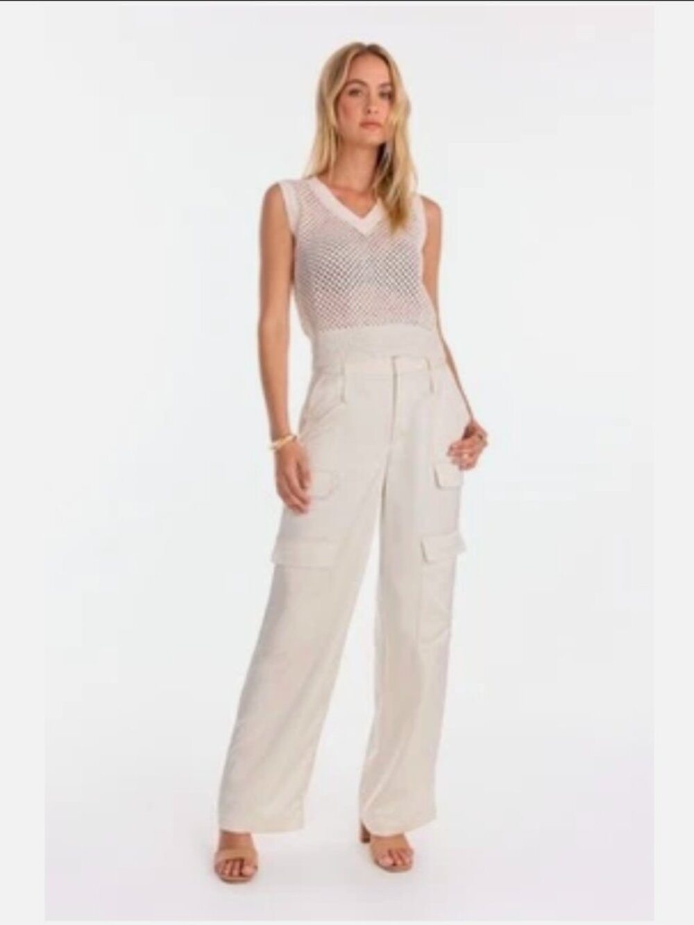 The Noli Shop Milan Satin High Rise Pearl Cargo Pants Size 4